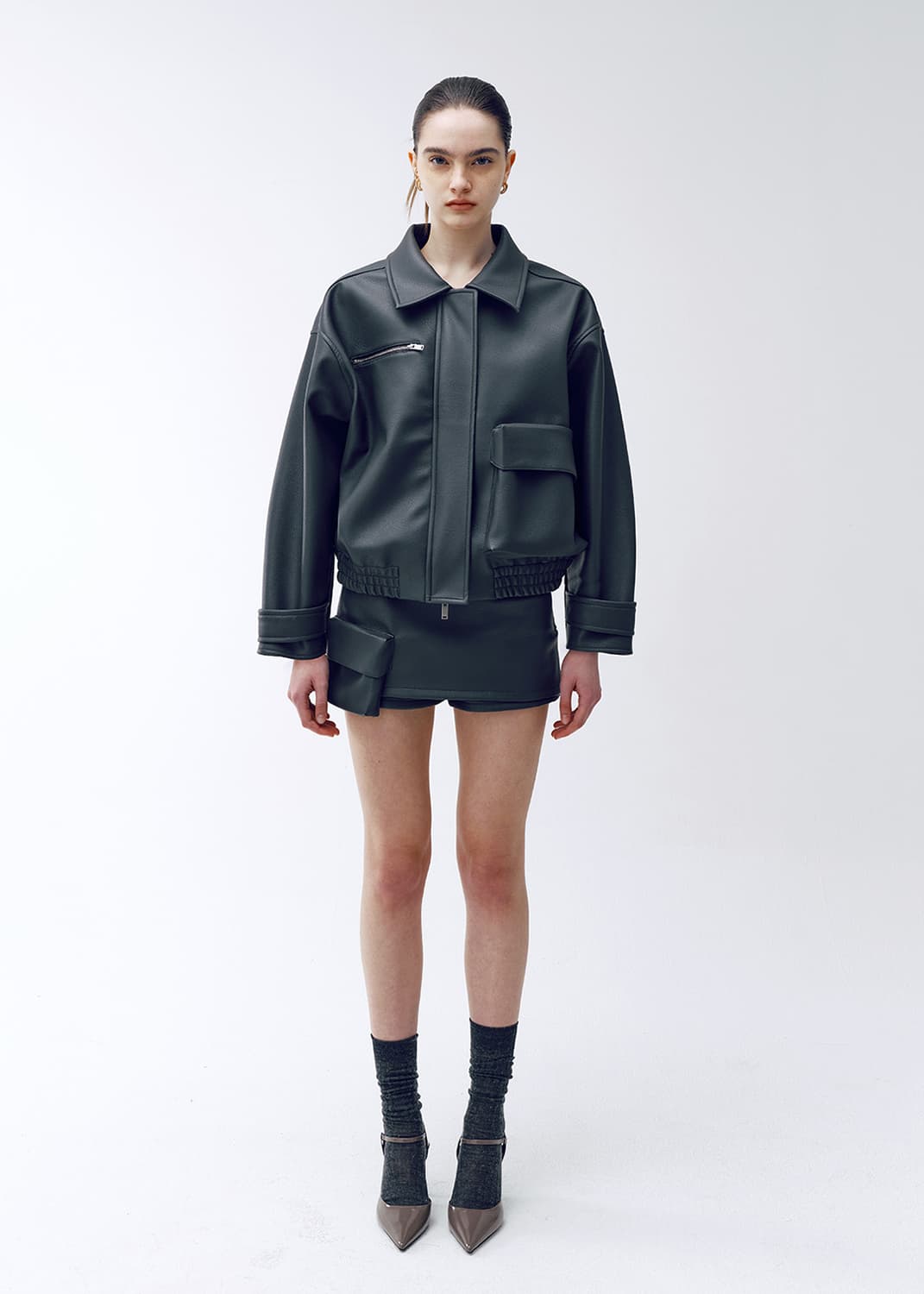 민아송 minasong  SS24 FAUX LEATHER JACKET 상품이미지4