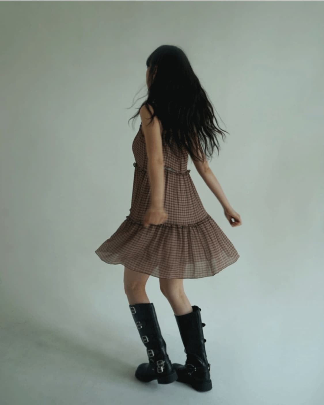 루루서울 체리 체크 드레스 레드 상품이미지6