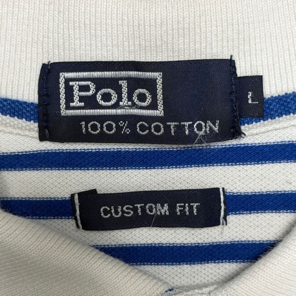 폴로 랄프로렌 빅포니 스트라이프 PK 카라 티셔츠 화이트 블루 L 상품이미지7