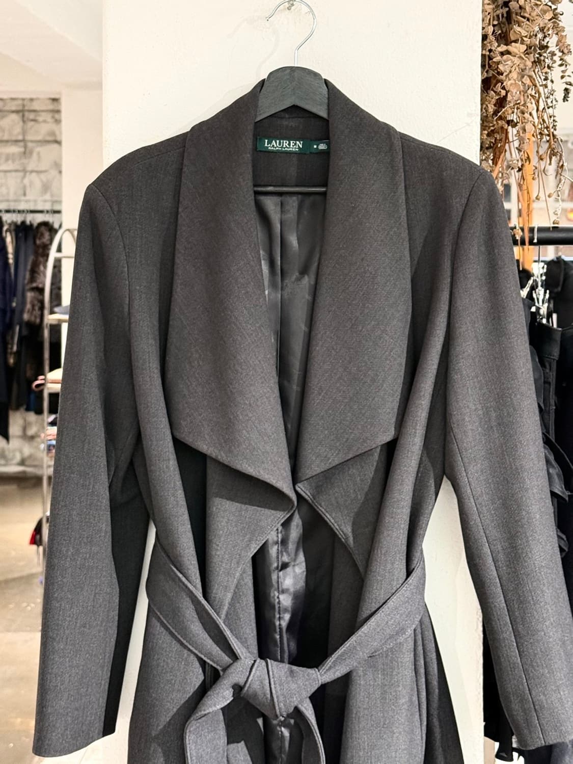 로렌 랄프로렌 차콜 드레이프 벨티드 코트 상품이미지4