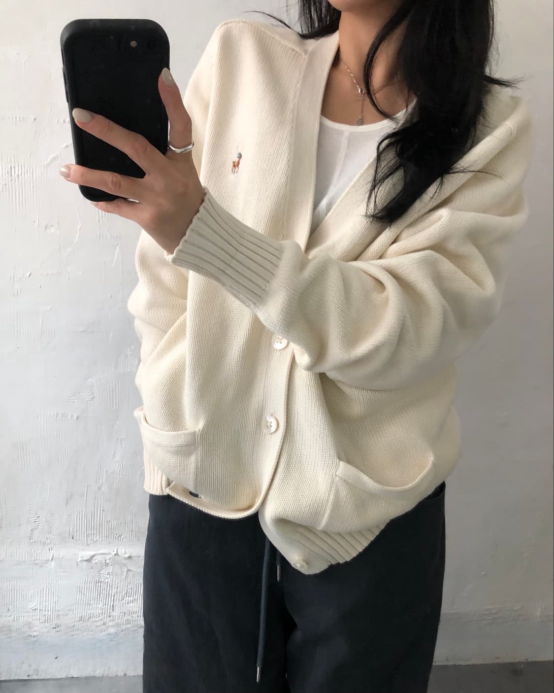 Polo 폴로 랄프로렌 아이보리컬러 브이넥 코튼 가디건 상품이미지3