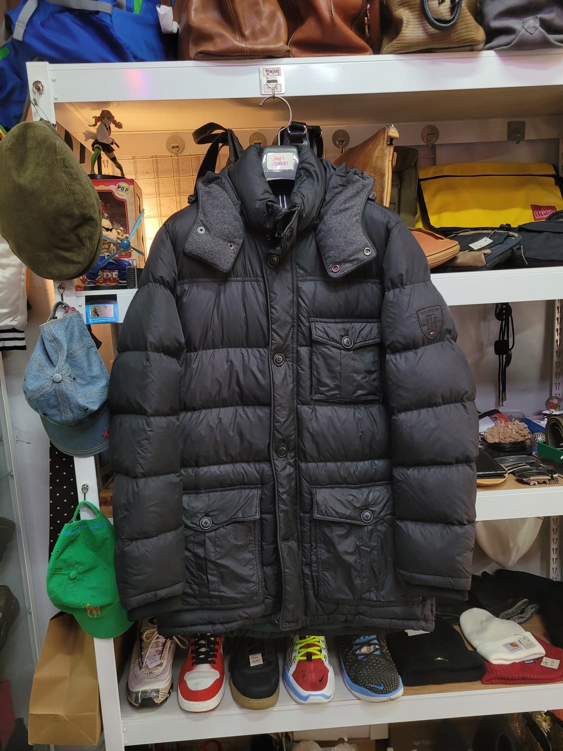 타미힐피거 블랙 패딩 점퍼 구스 다운 (후드 분리형) 상품이미지1