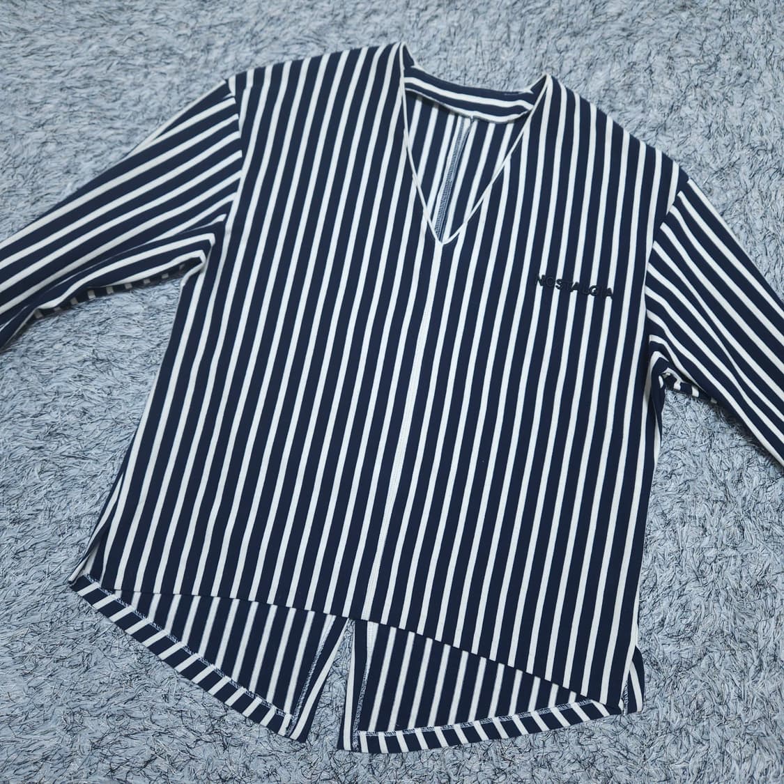 시스템) Free 여자 스트라이프 브이넥티셔츠 / 왕눈이샵 상품이미지2