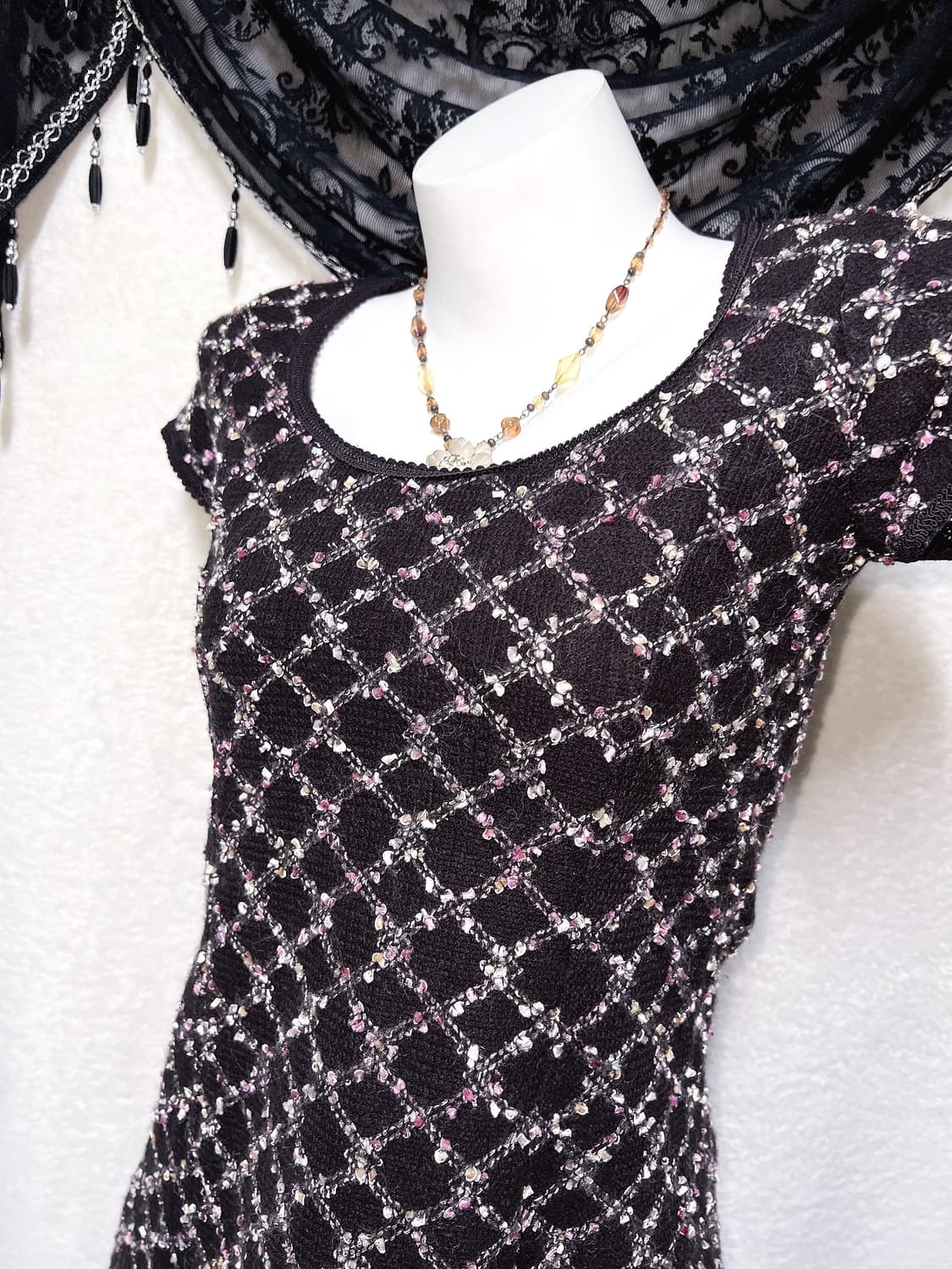 세실맥비 트위드 니트 미니원피스 라떼갸루 러블리 히메 슈슈룬 쇼콜라 핀터 상품이미지4