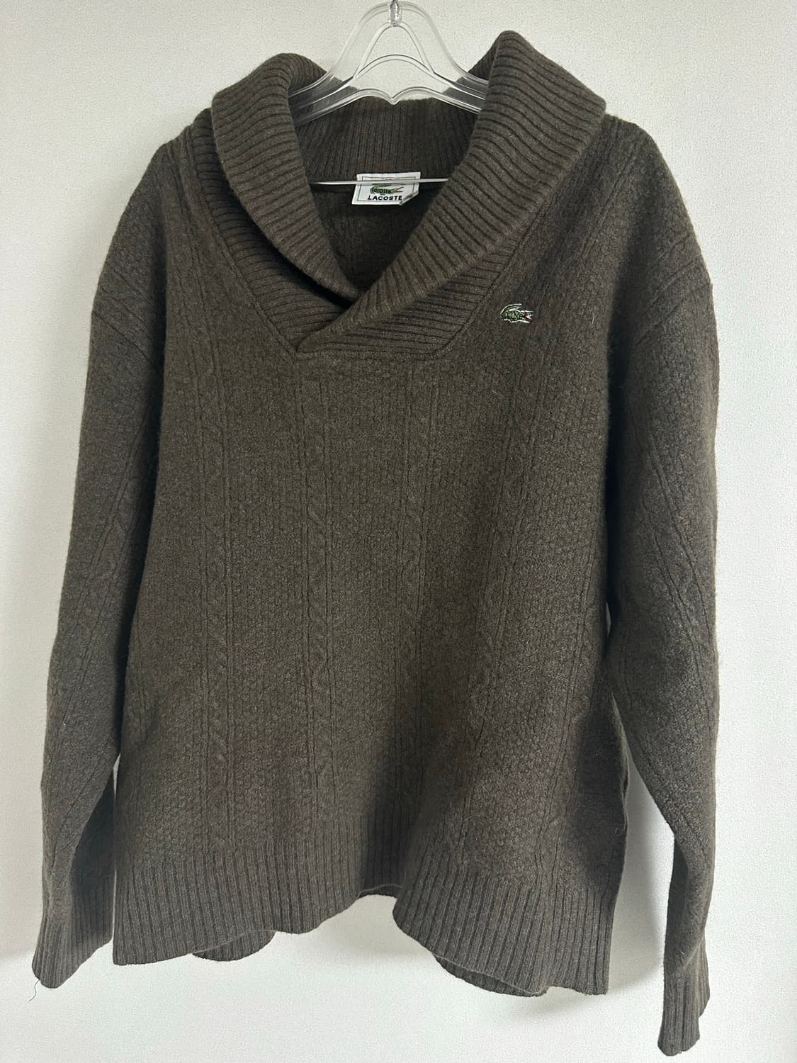 라코스테 카키 울 니트 빈티지 상품이미지2