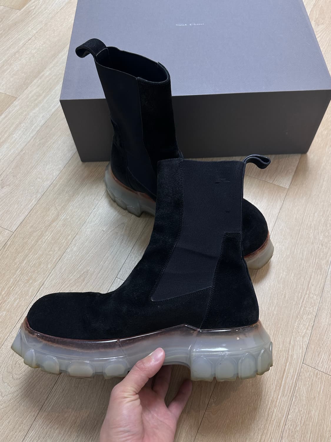 [42] 릭오웬스 트랙터 부츠 스웨이드 클리어솔 상품이미지5