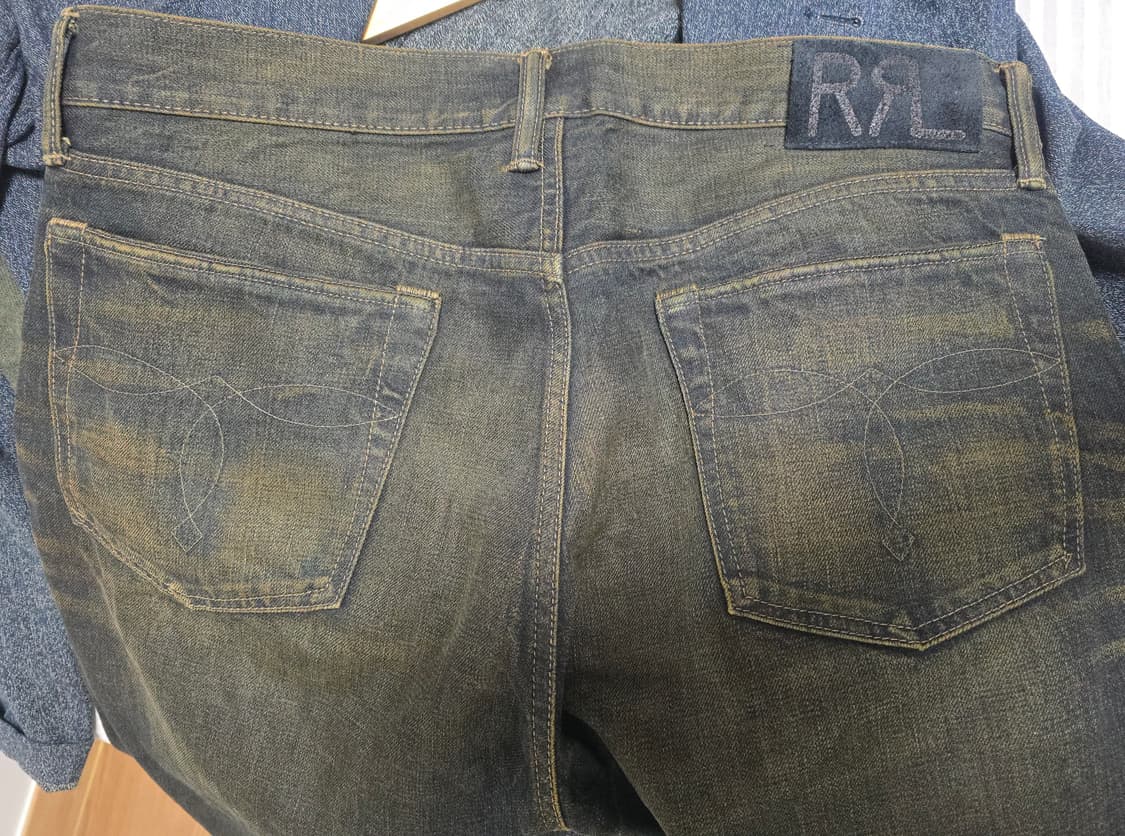 RRL Low straight 셀비지 데님,허리 32x 기장34 상품이미지2