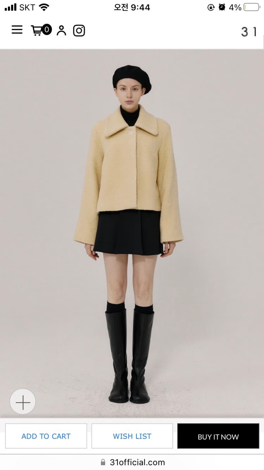 고급 브랜드 31THE 숏 테디 코트 (1회 착용) 상품이미지2