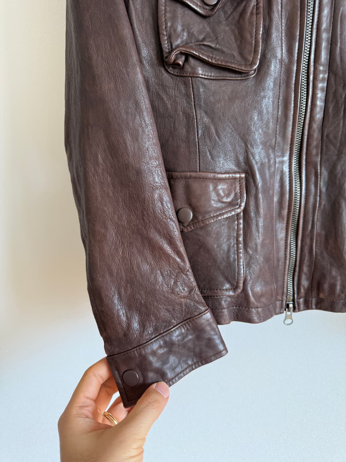 Pre owned 이태리 램스킨 레더 자켓 상품이미지3