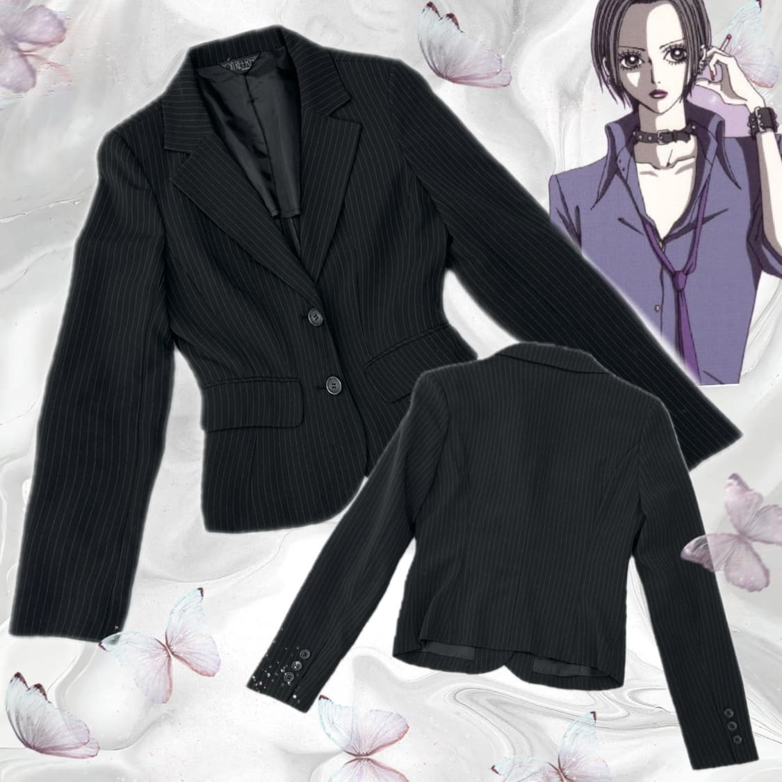 스트라이프 슬림 라인 블레이저 자켓 나나깔 지뢰계 고스로리 공겜여주 상품이미지1