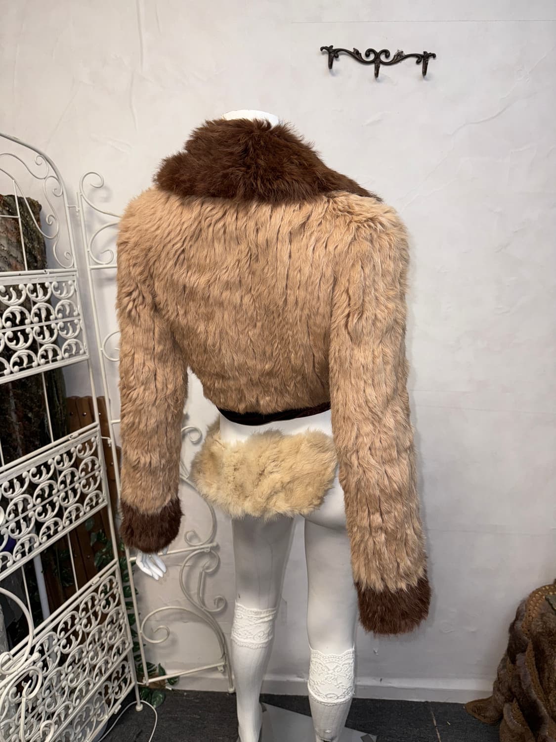 Beige brown fur knit crop bolero jacket  상품이미지5