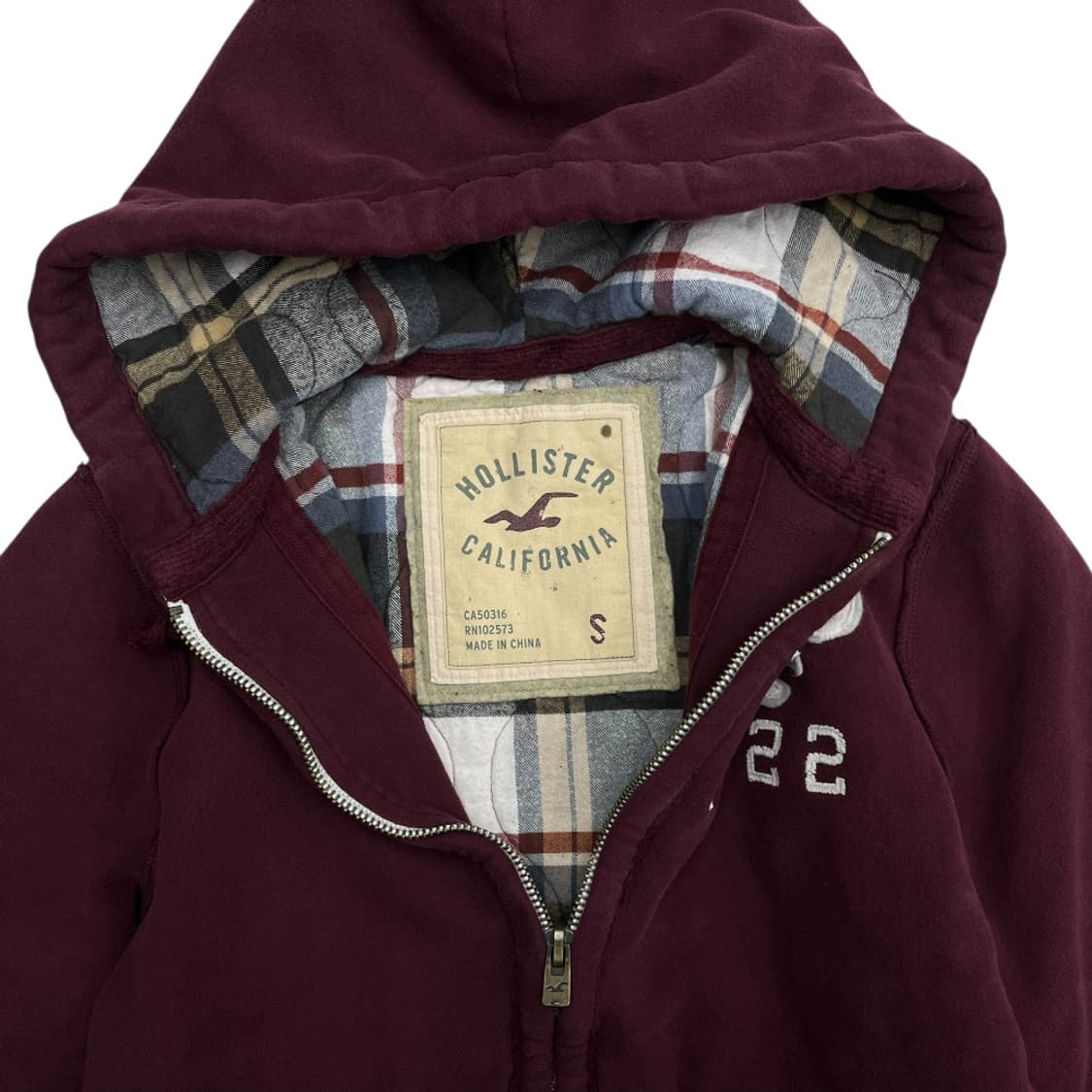 홀리스터 로고 딥버건디 후드집업 S 상품이미지5