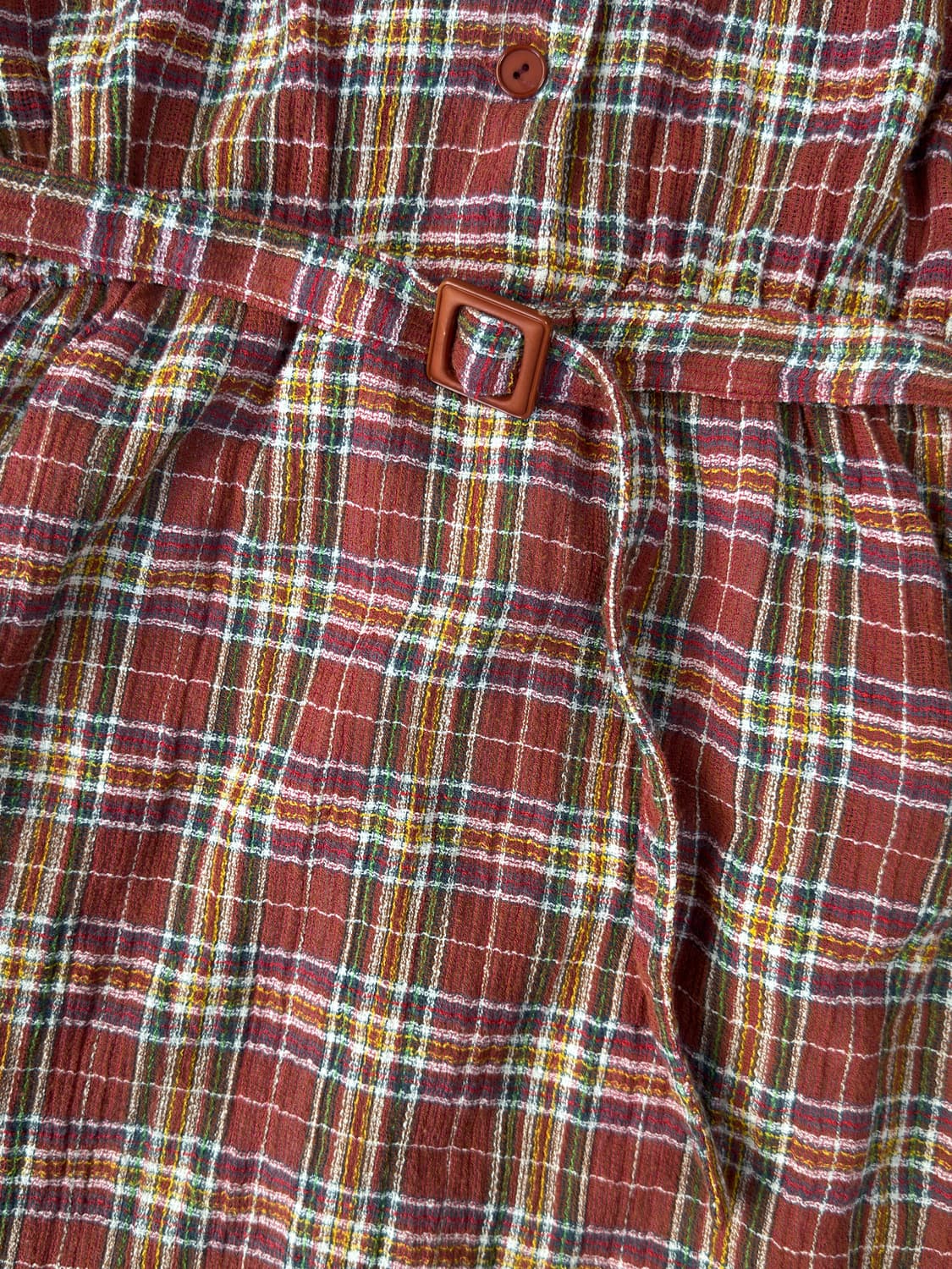 레트로 체크 벨티드 카라 원피스 상품이미지3