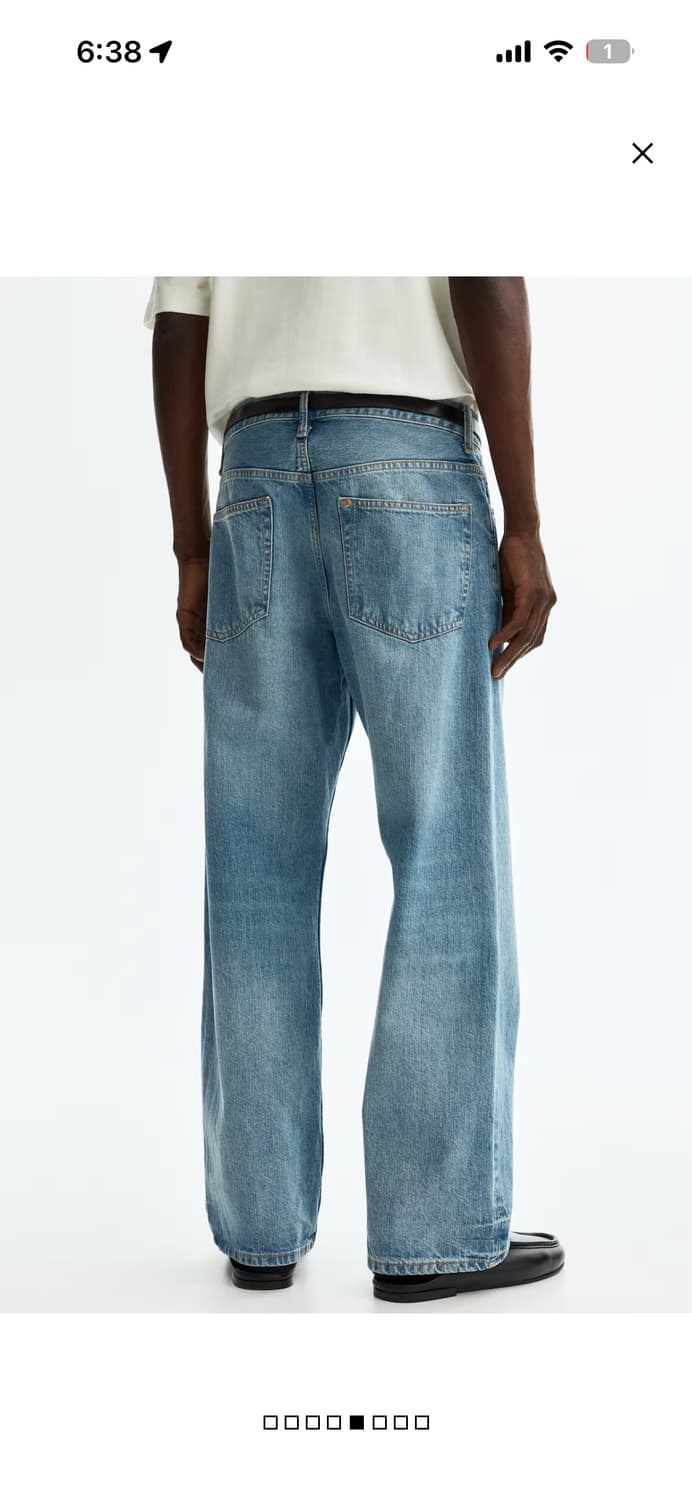H&M 루즈 스트레이트 데님 팬츠 라이트 데님 블루 33/30 상품이미지3