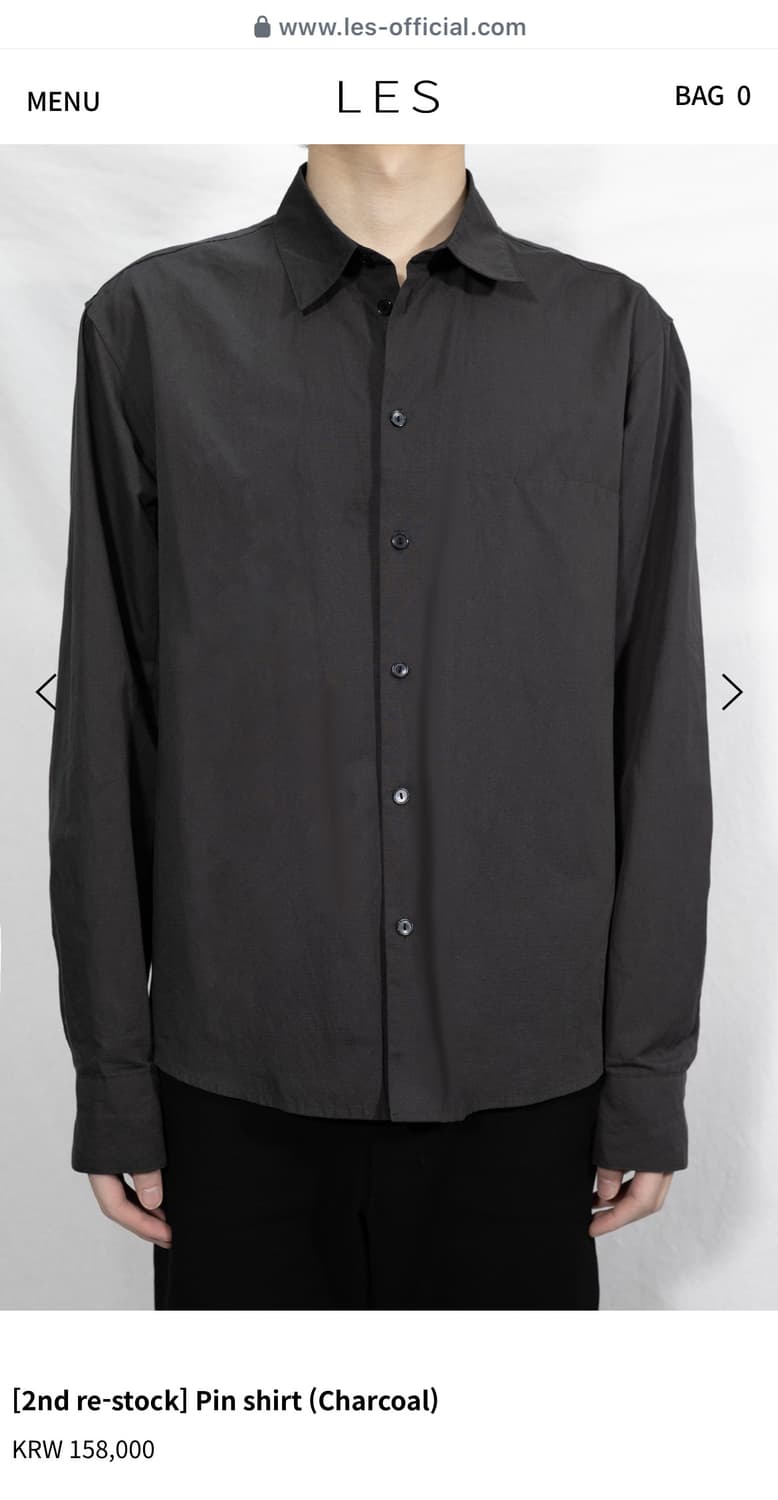 LES 레스 Pin shirt (Charcoal - 2사이즈) 상품이미지1