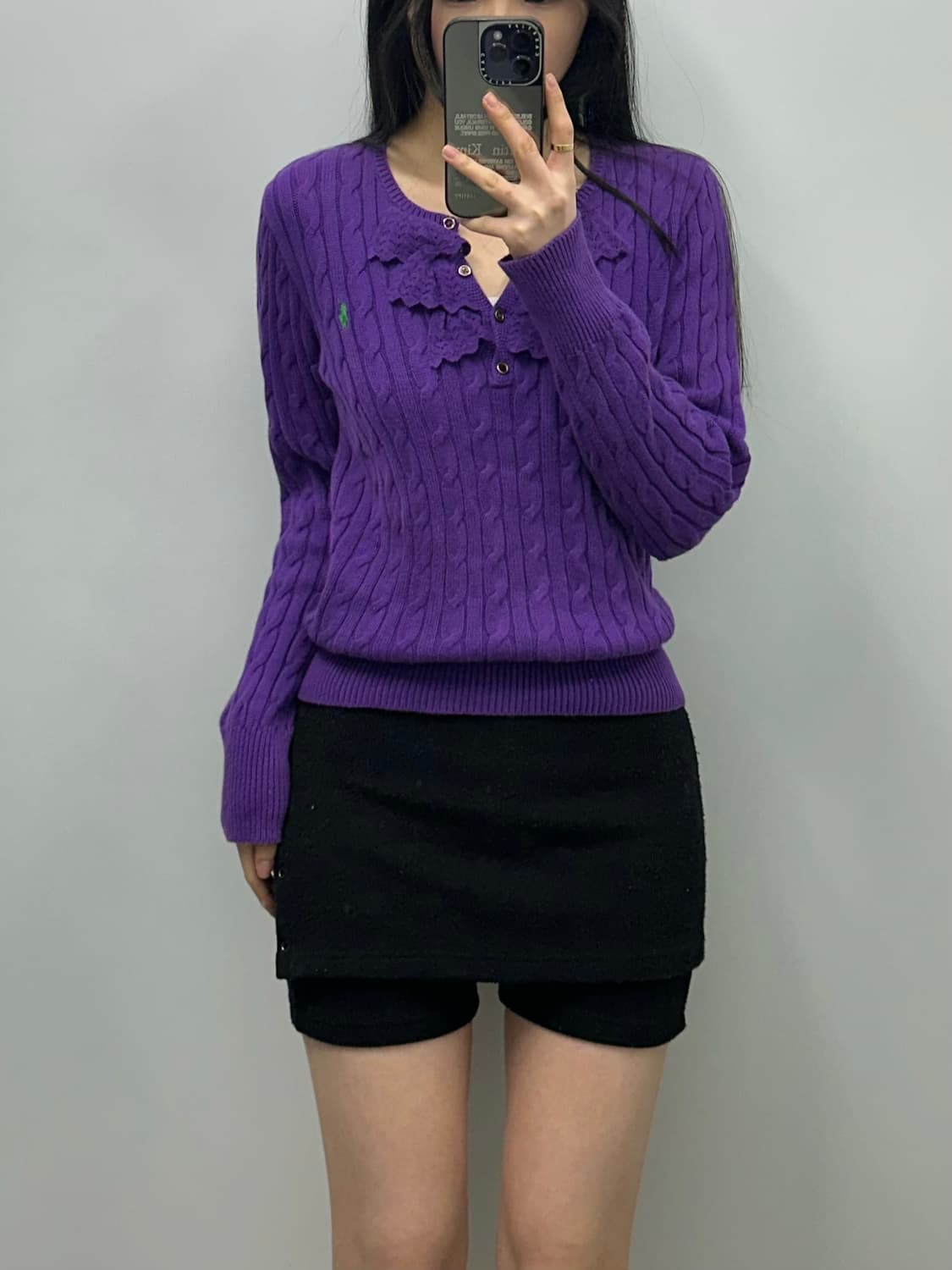 폴로 랄프로렌 프릴 버튼 꽈배기 니트  상품이미지1