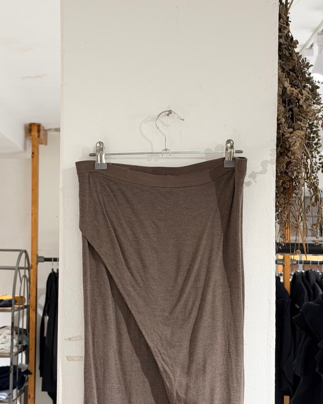 릭오웬스 브라운 15ss 니트 컷아웃 펜슬스커트 상품이미지2