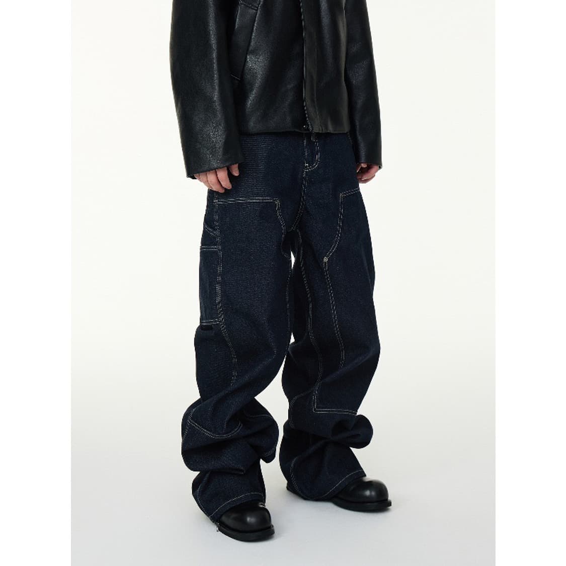 네이비 데님 새깅핏 카펜더 팬츠 상품이미지2