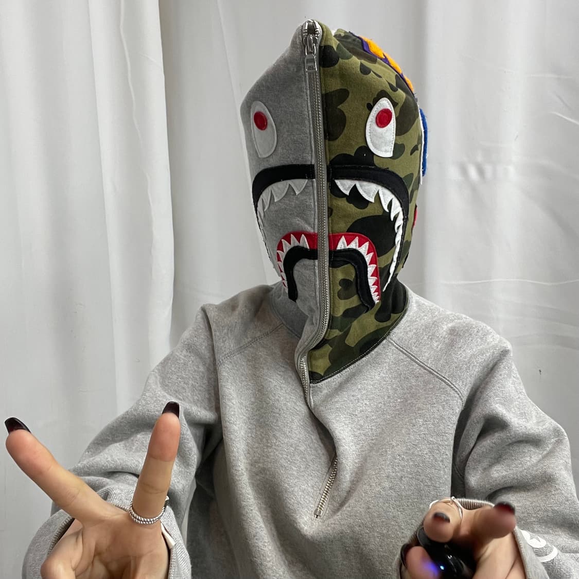 Bape 베이프 샤크 반집업 아노락 후드 상품이미지3