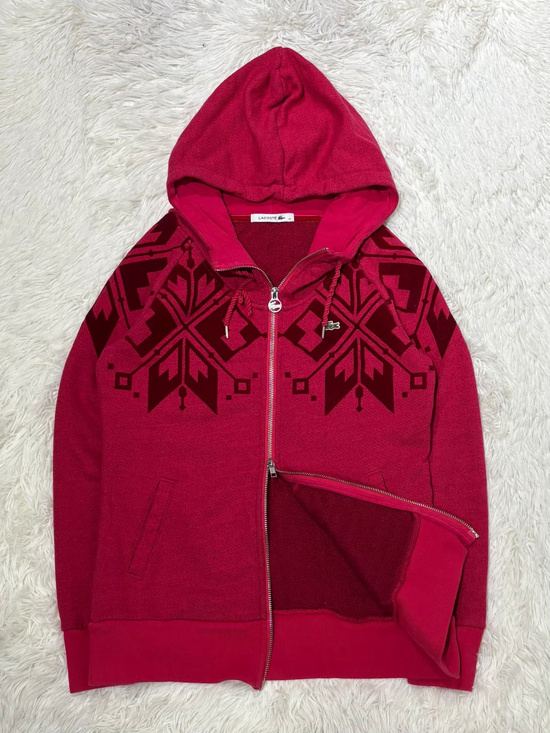 라코스테 핑크 패턴 투웨이 후드집업 상품이미지5