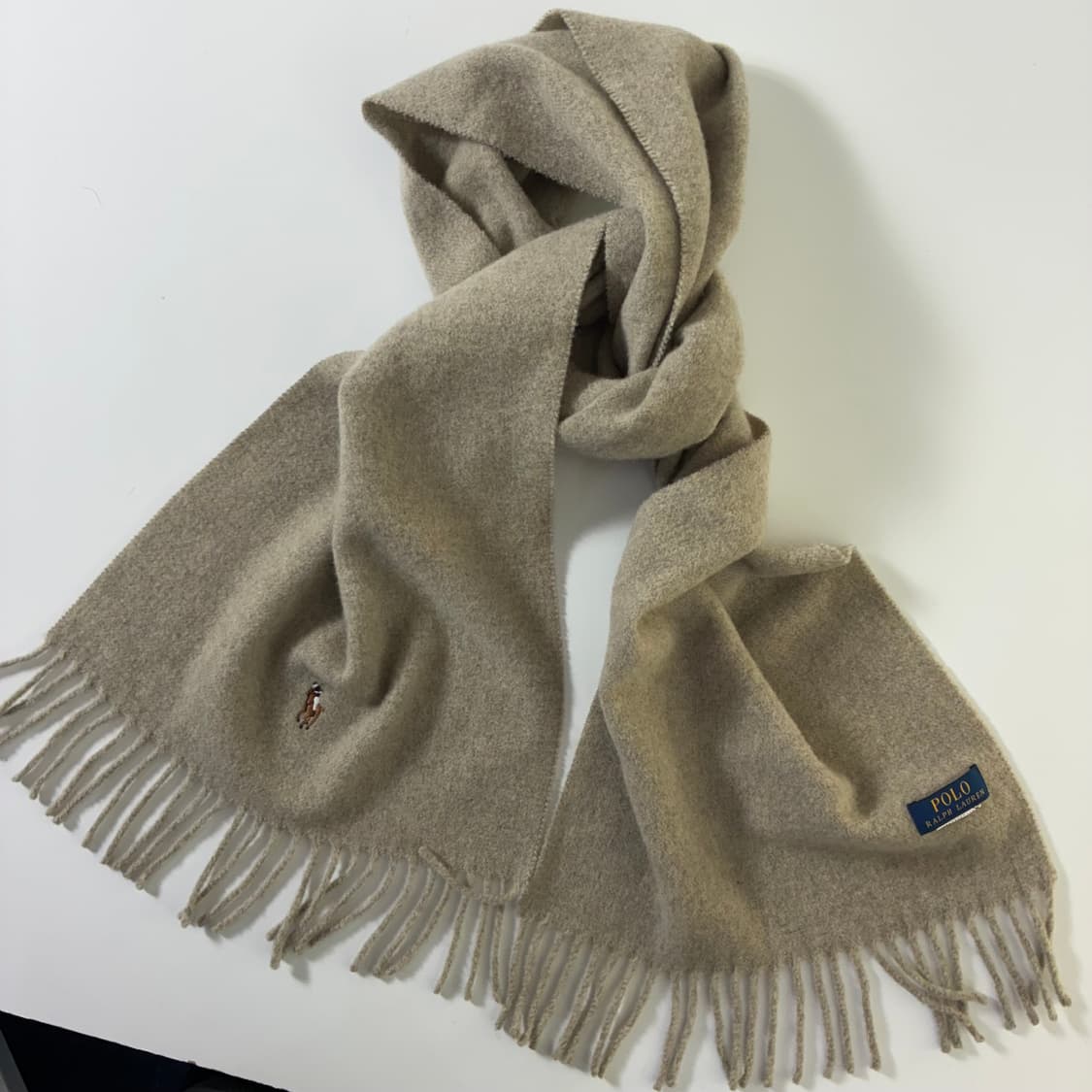 Polo  폴로 랄프로렌 자수 베이지 램스울 머플러   상품이미지2