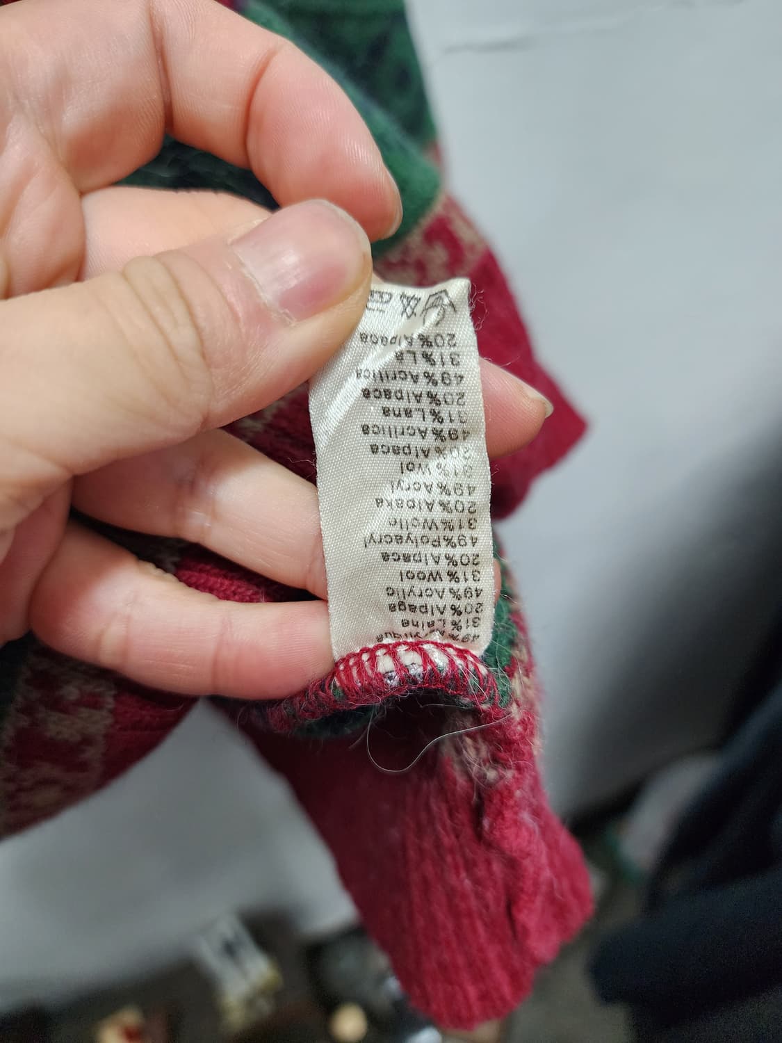 라코스테 made in France 알파카 아가일패턴 90s 니트 상품이미지5