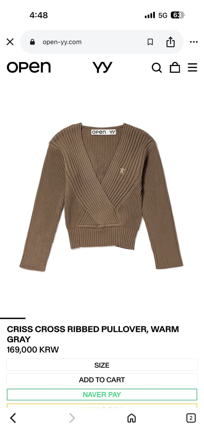 Open yy/CRISS CROSS RIBBED PULLOVER 상품이미지1