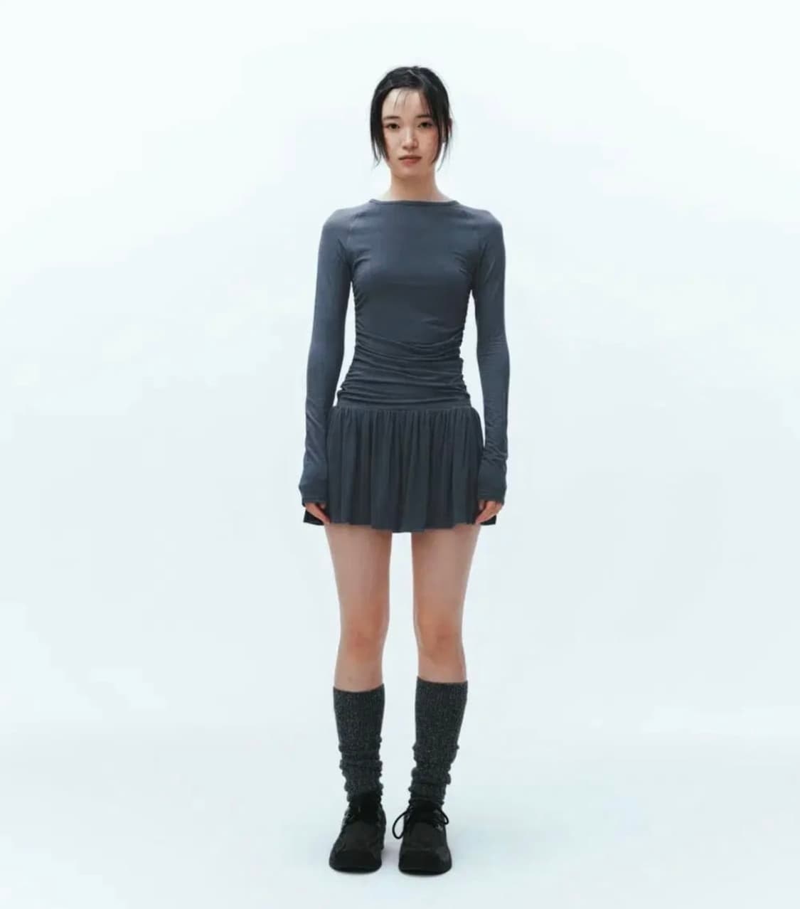 코이세이오 드레이핑 원피스 차콜  상품이미지1