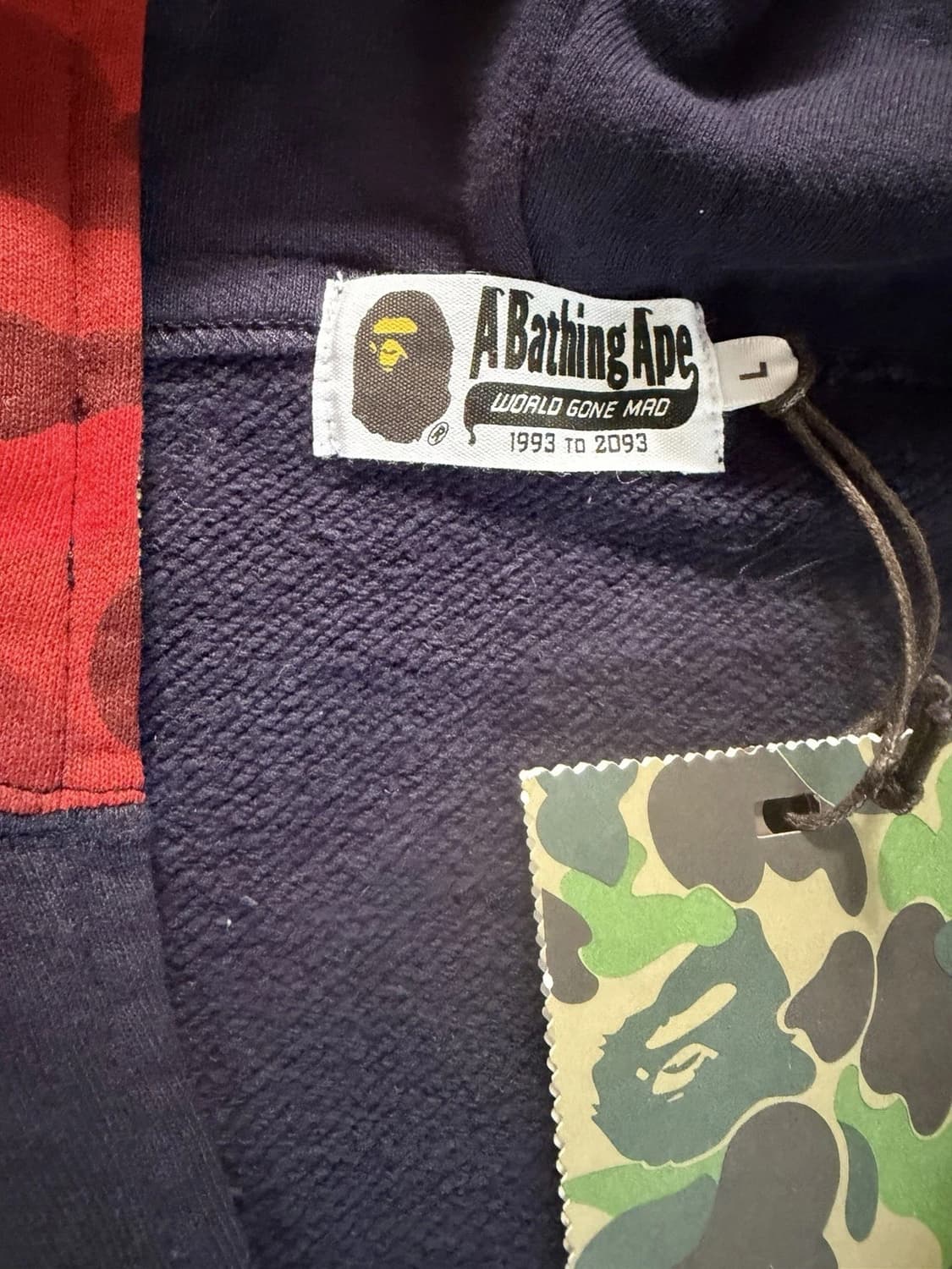 베이프 컬러 카모 후드 슬리브리스 샤크 레드 네이비 상품이미지4