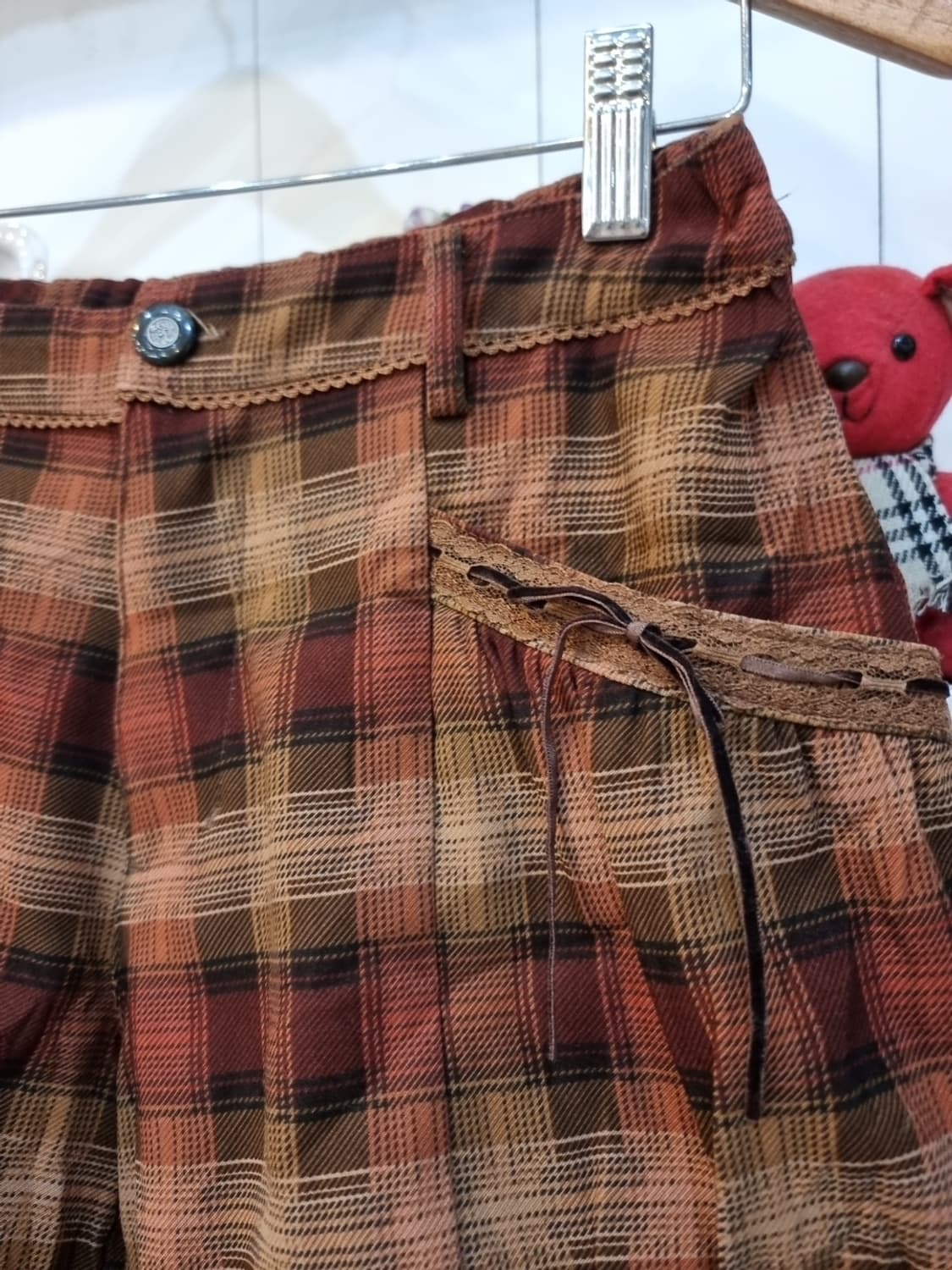 axes femme 초코카라멜 체크 리본포켓 팬츠 상품이미지2