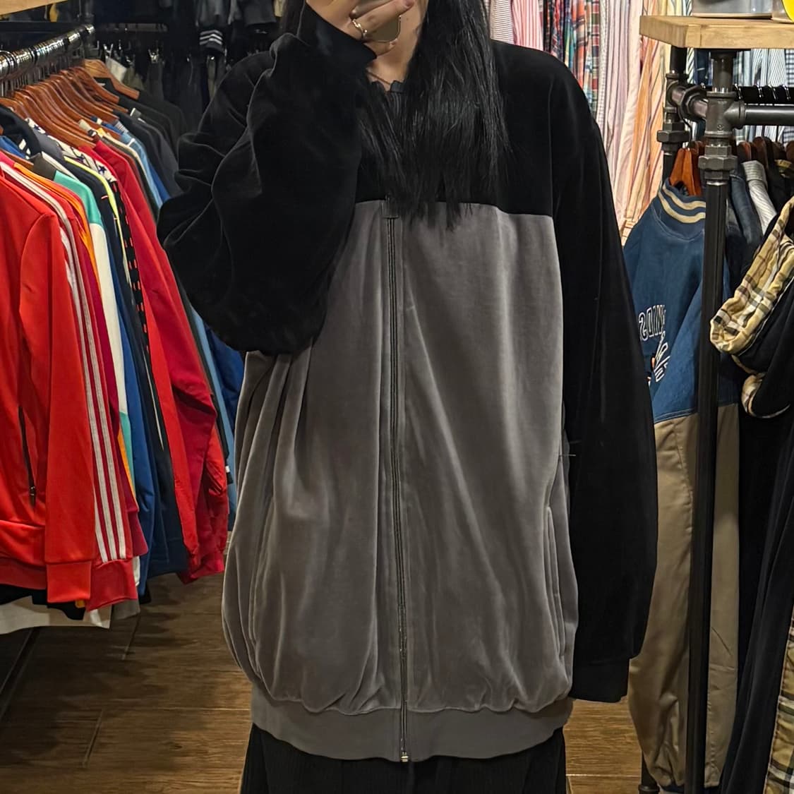 [HI] VTG 벨벳져지 그레이&블랙 배색 상품이미지3