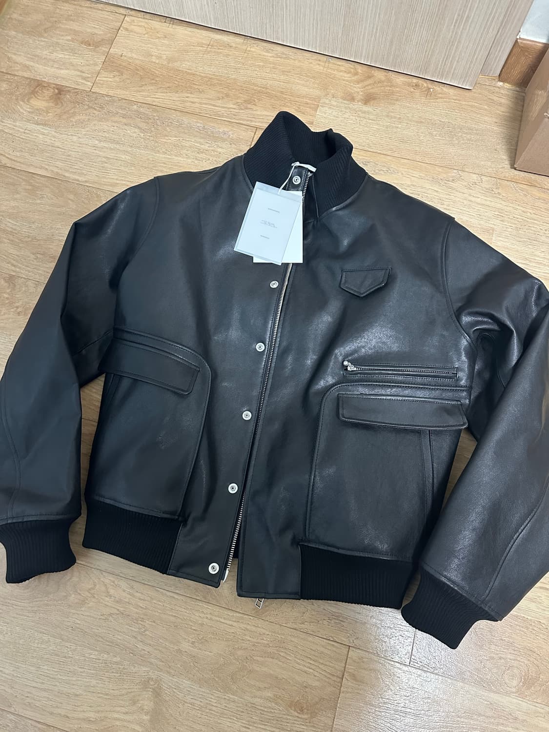 [50] 강정석 하이넥 레더 자켓 블랙 상품이미지2