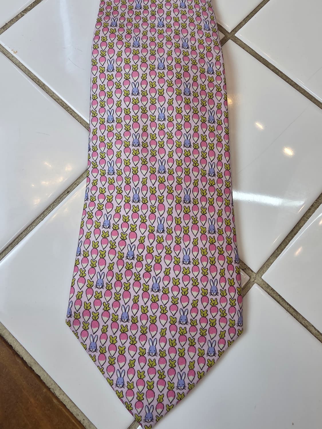 HERMES  토끼 핑크 실크넥타이 상품이미지4