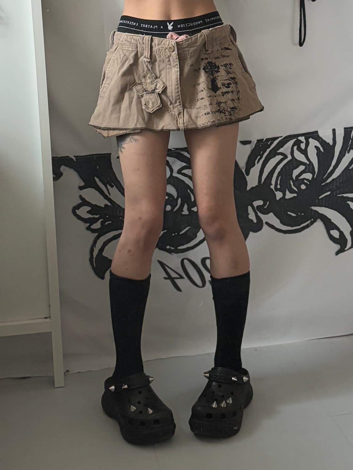 • hurtremake Beige Fur Belt Cross-printe 상품이미지5