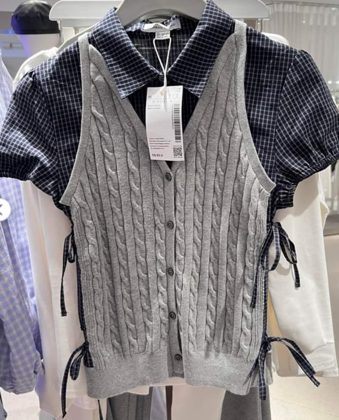 URBAN REVIVO 케이블 니트 일체형 블라우스 상품이미지6