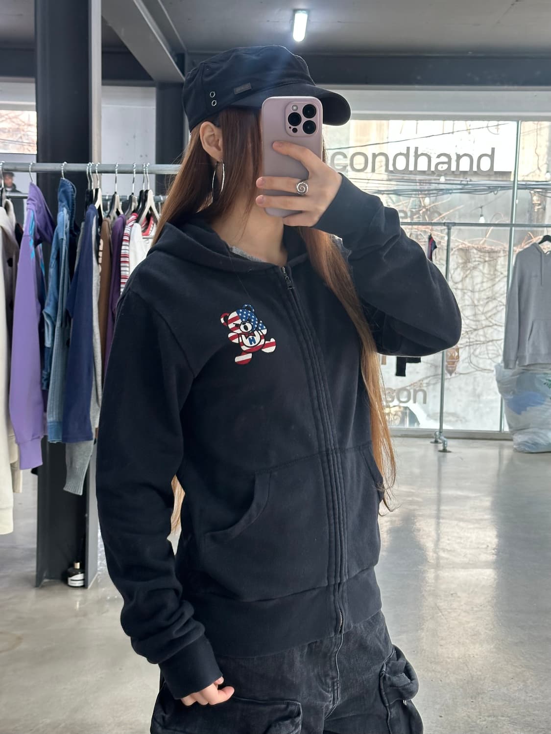 히스테릭글래머 성조기 퍽베어 후드집업 상품이미지1