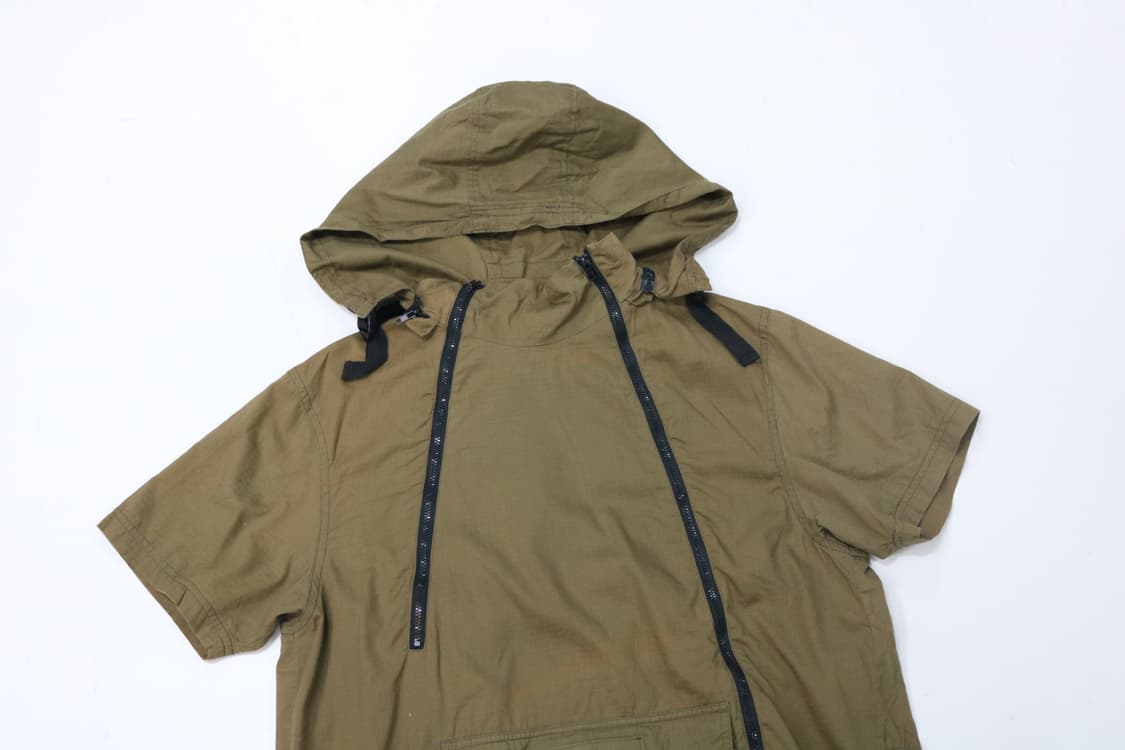 BEAUMERE 빈티지 립스탑 반팔 아노락 후드 자켓 (M) 상품이미지3