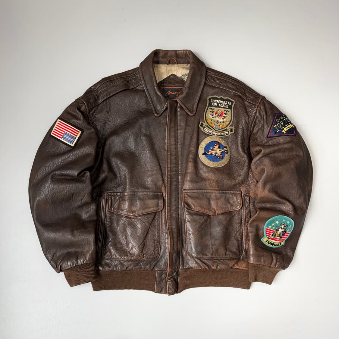USA 빈티지 A2 리얼레더 양가죽 램스킨 성조기 가죽자켓  상품이미지3