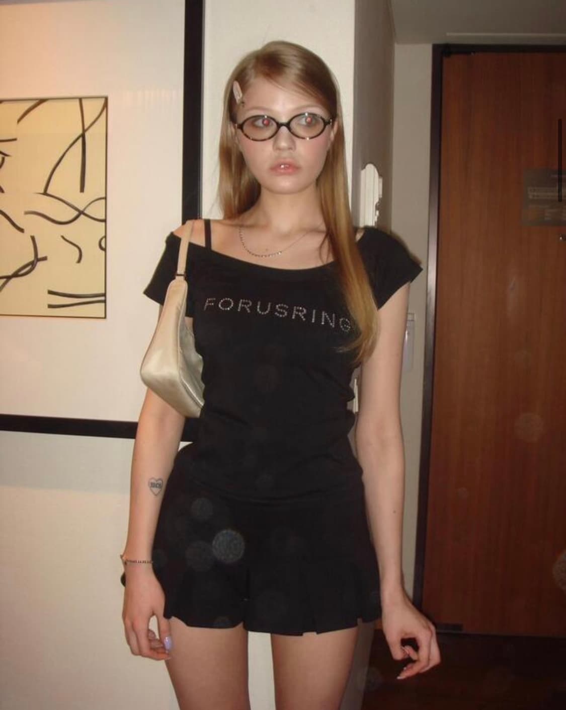 포어링 플리츠 미니 스커트 (블랙) 상품이미지1