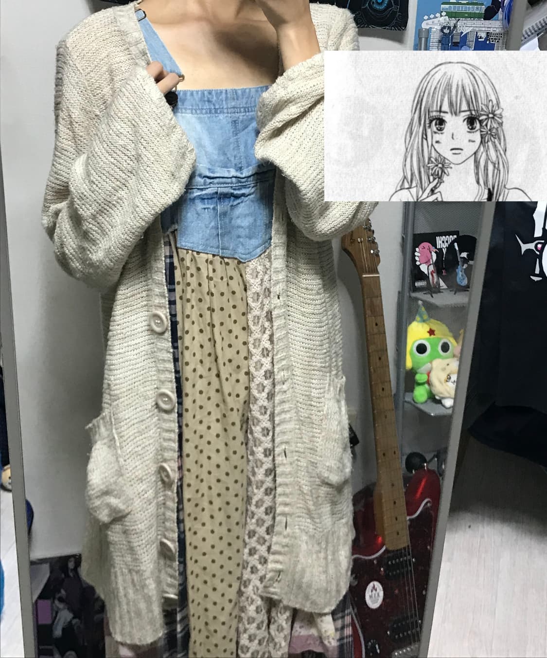 패치워크 데님 멜빵 원피스 상품이미지1