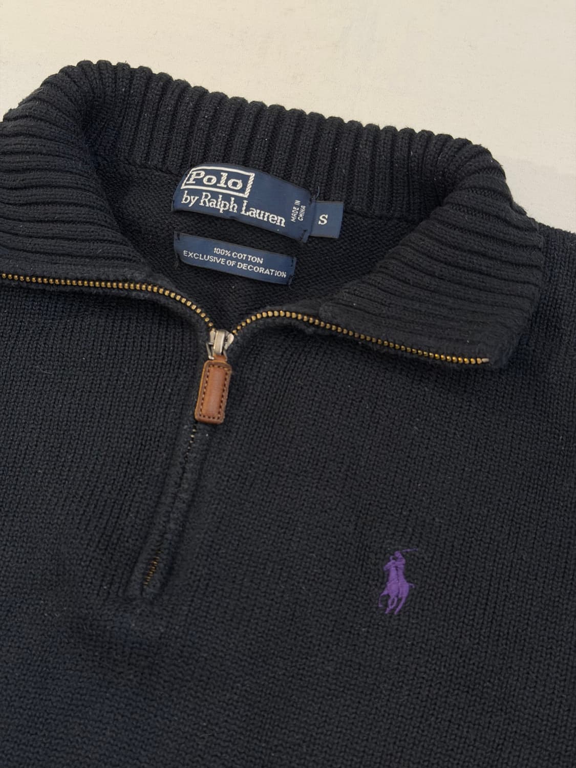 폴로 랄프로렌 반집업 코튼 니트 블랙 상품이미지2