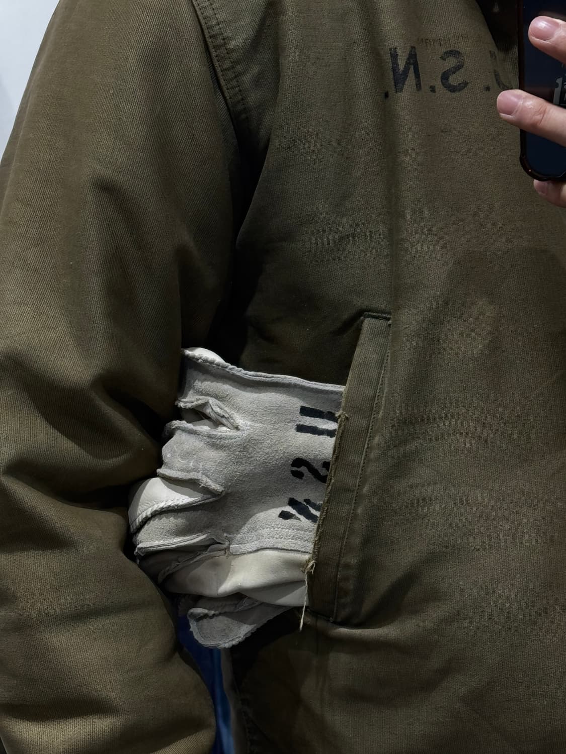 미사용) 80s US 미군 안전 가죽 장갑 상품이미지3