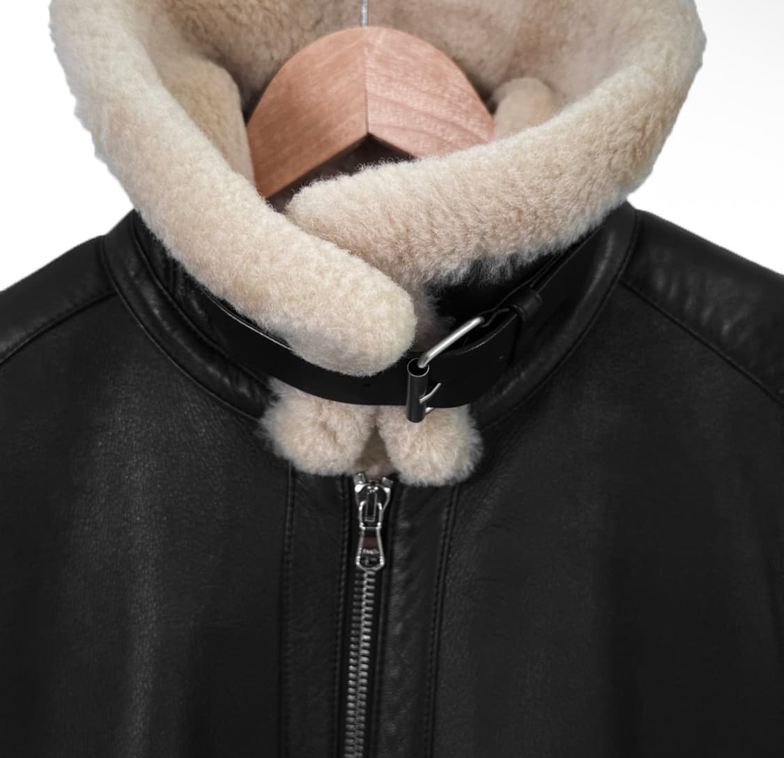 [46] 솔리드옴므 남성 램스킨 레더 양털 시어링 무스탕 자켓 블랙 상품이미지5