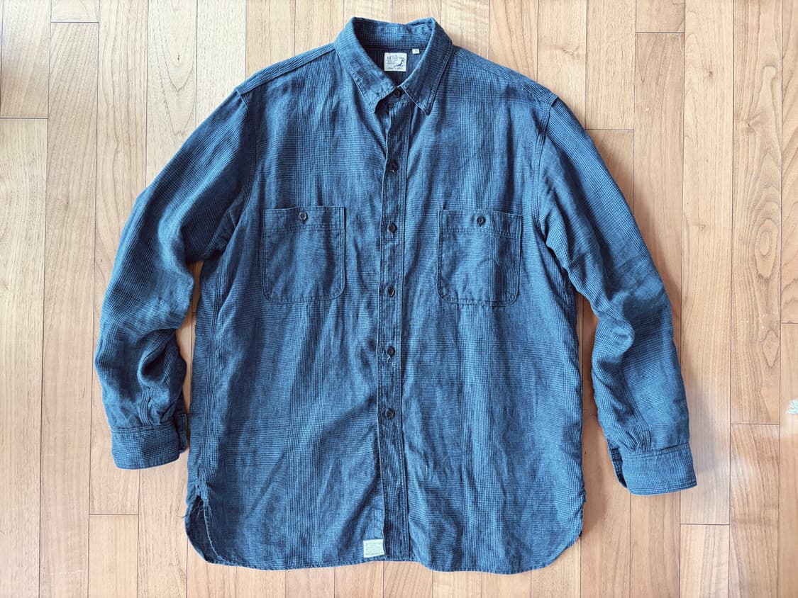 Orslow Indigo Linen Work Shirt Indigo Ch 상품이미지6