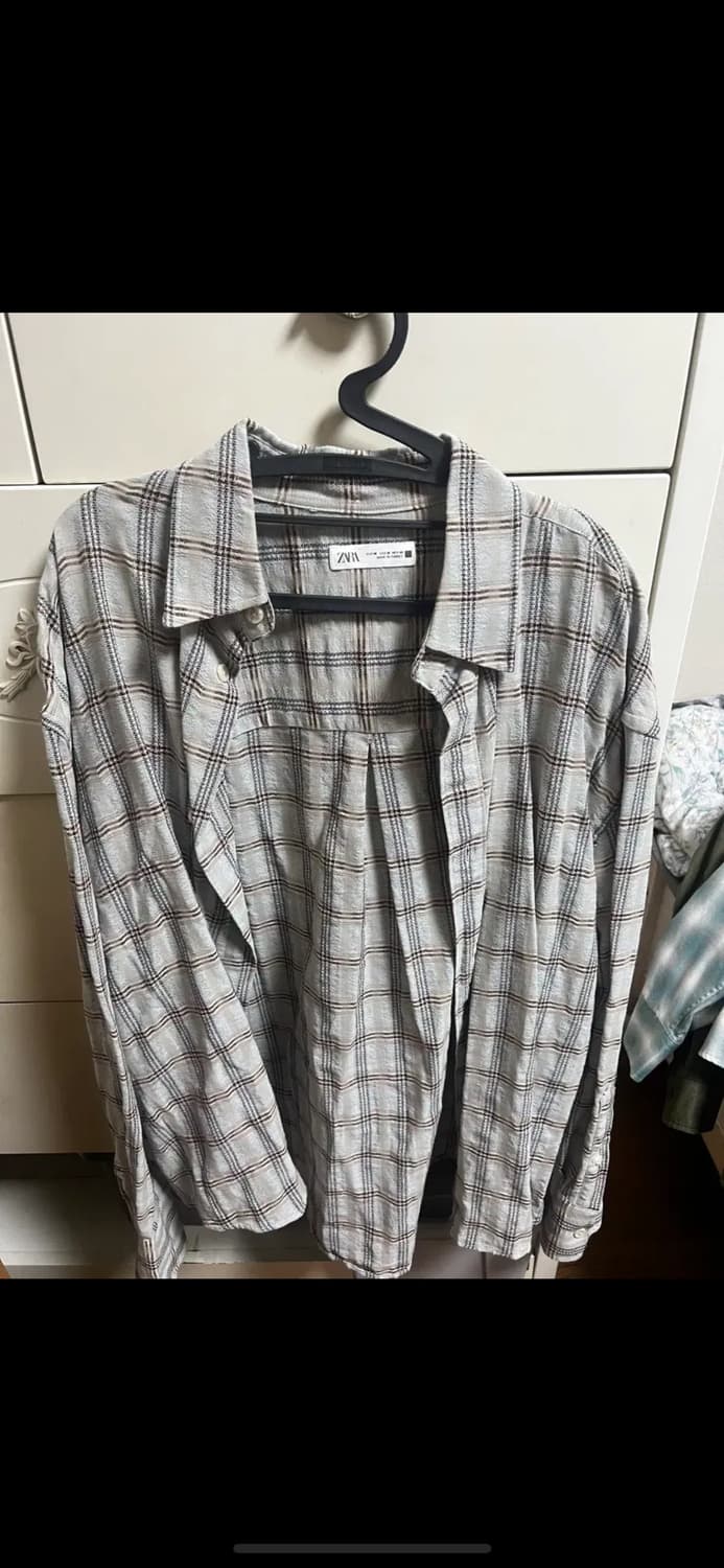 자라 체크 스트럭처 셔츠 상품이미지1
