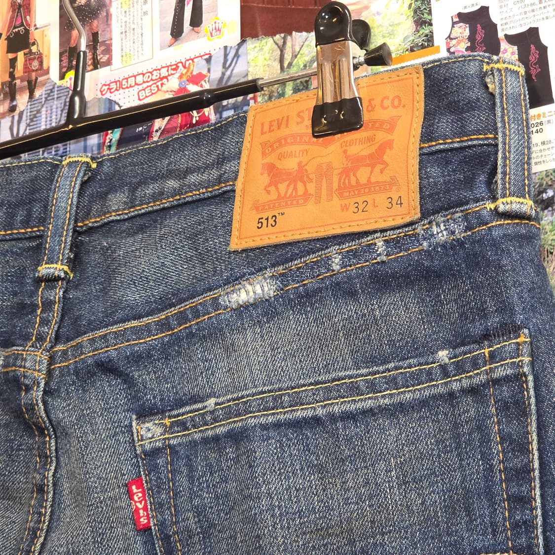 리바이스 513 데미지 워싱 진청 데님 팬츠 상품이미지4