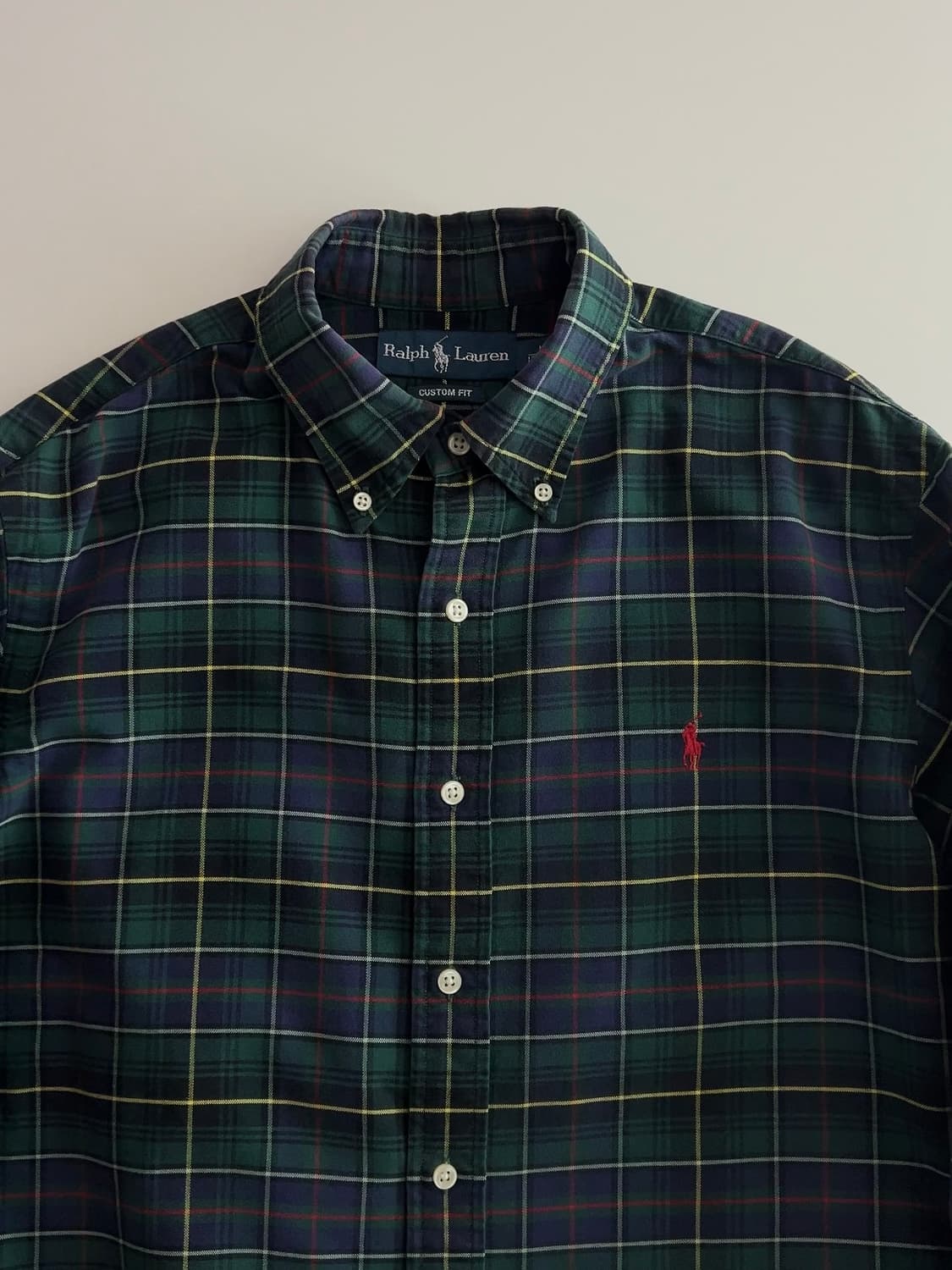 폴로 랄프로렌 그린 커스텀 핏 체크 셔츠 M 상품이미지3