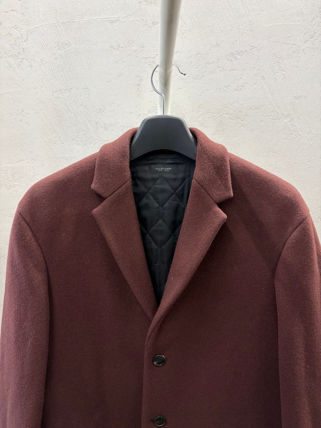 질스튜어트뉴욕 맨 버건디 누빔 울혼방 롱코트 L 상품이미지3