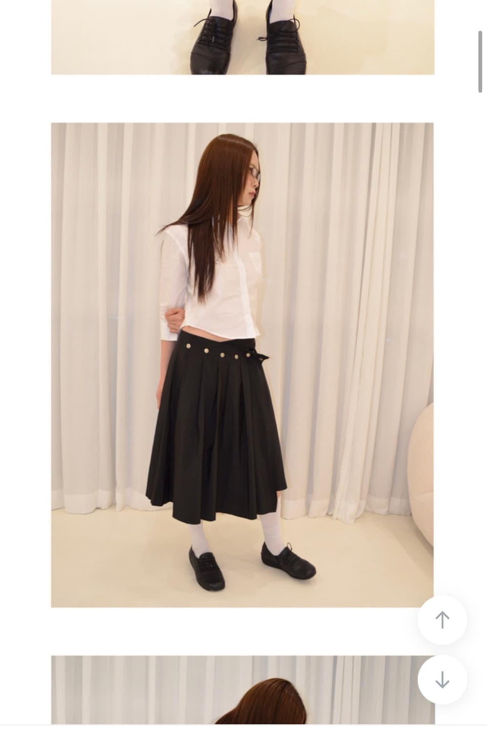스터드 플리츠 언발 스커트 (white) 상품이미지9