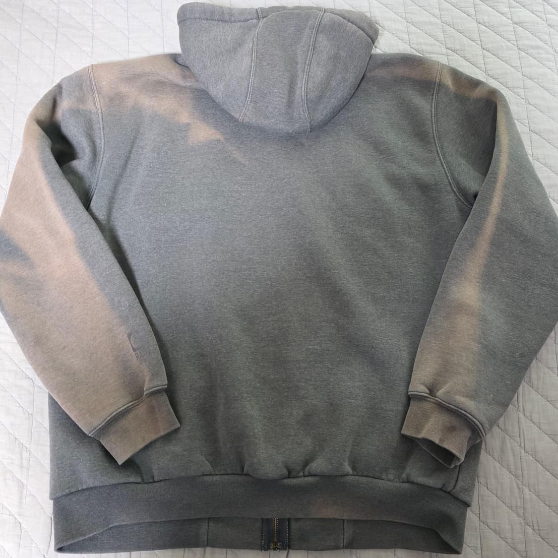 [XL] Y2K 칼하트 더블페이스 트래쉬드 썬페이드 써멀 후드집업 그레이 상품이미지6